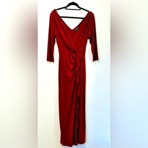 Vintage Lauren Ralph Lauren Evening- fitted maxi elegant gown in red.Size 8P
